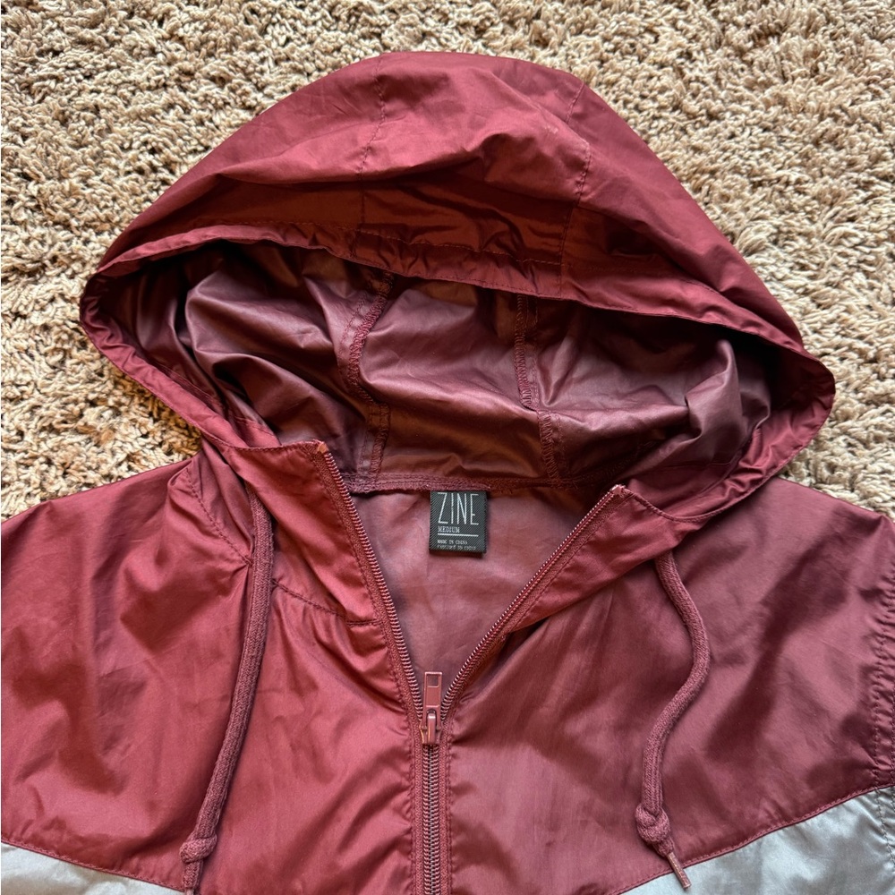 Zine Clothing Maroon and Gray Windbreaker - Picture 4 of 5